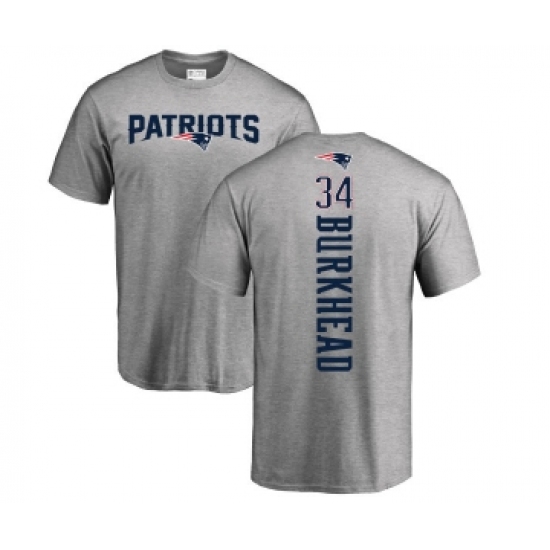 Football New England Patriots #34 Rex Burkhead Ash Backer T-Shirt