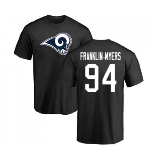 Football Los Angeles Rams #94 John Franklin-Myers Black Name & Number Logo T-Shirt
