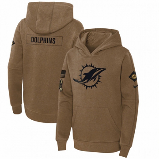 Youth Miami Dolphins Nike Brown 2023 Salute to Service Club Fleece Pullover Hoodie