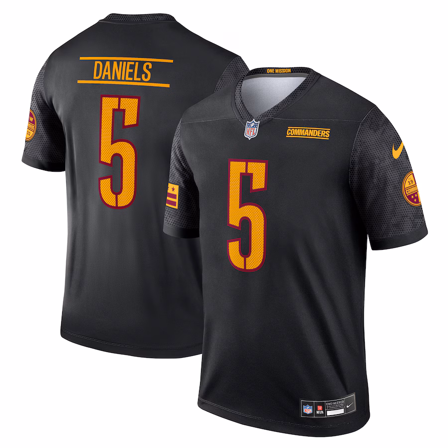 Men's Washington Commanders Jayden Daniels Nike Black Alternate Legend Jersey