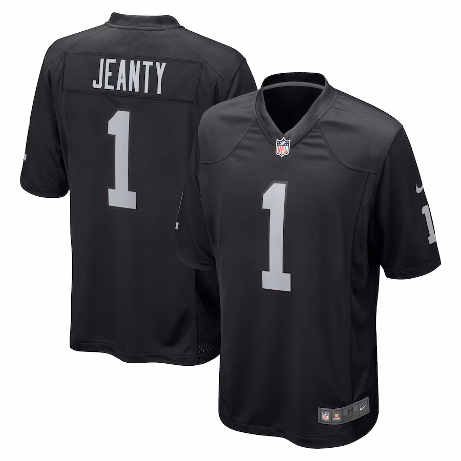 Youth Las Vegas Raiders Ashton Jeanty Nike Black 2025 NFL Draft First Round Pick Team Game Jersey
