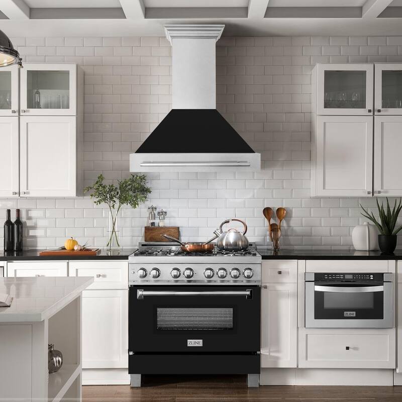 36 in. 700 CFM Ducted Vent Wall Mount Range Hood with Black Matte Shell in Fingerprint Resistant Stainless Steel