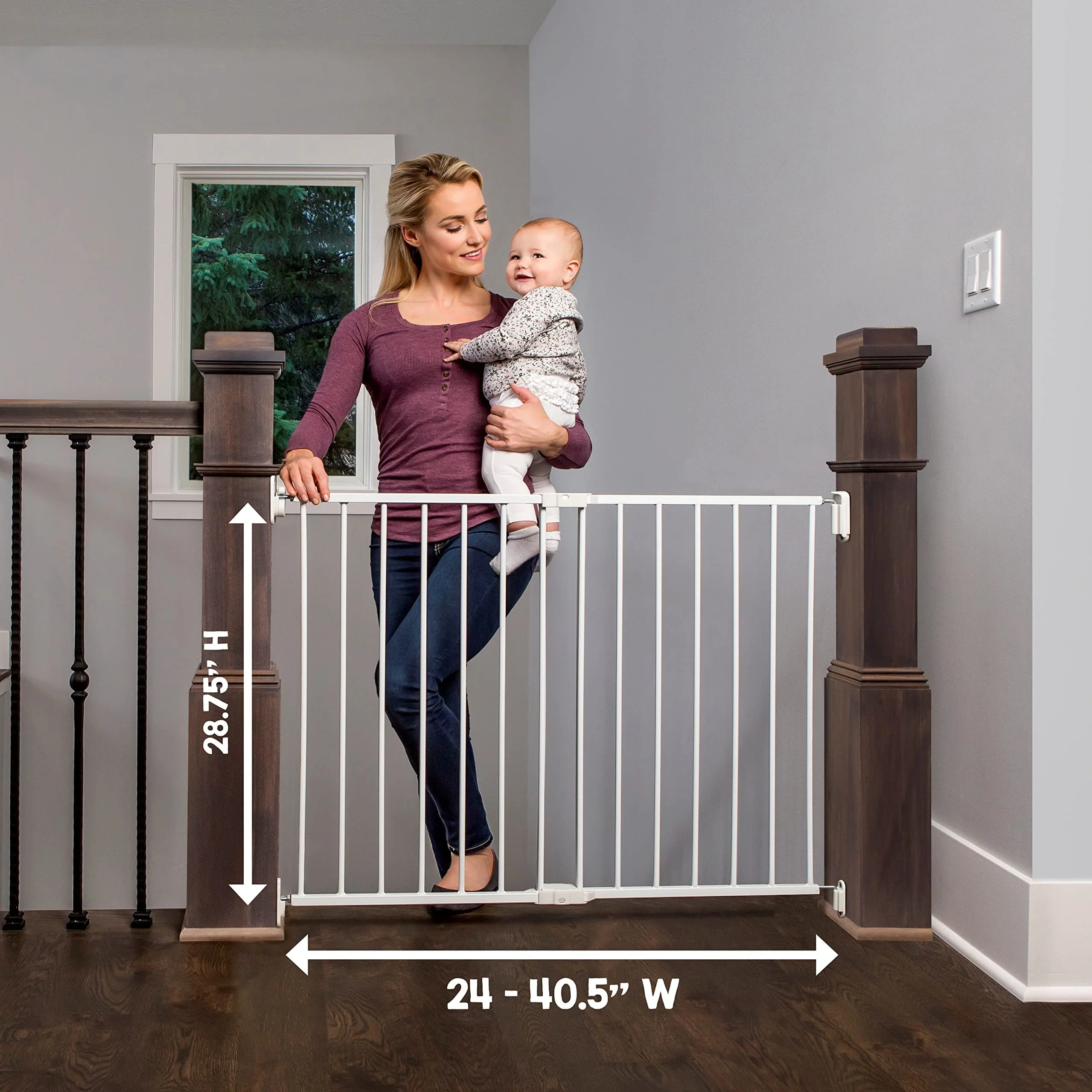 Regalo Extra Wide 2-in-1 Stairway and Hallway Baby Safety Gate with Mounting Kit, Age Group 6 to 24 Months