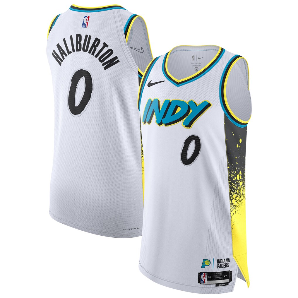 Men's Indiana Pacers Tyrese Haliburton Nike White 2024/25 Authentic Player Jersey - City Edition