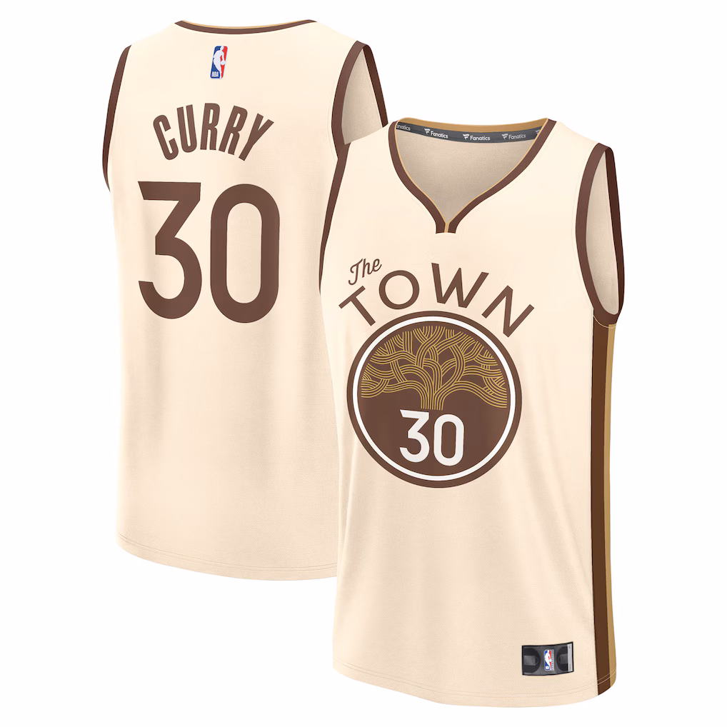 Youth Golden State Warriors Stephen Curry Fanatics Tan 2025/26 City Edition Fast Break Jersey