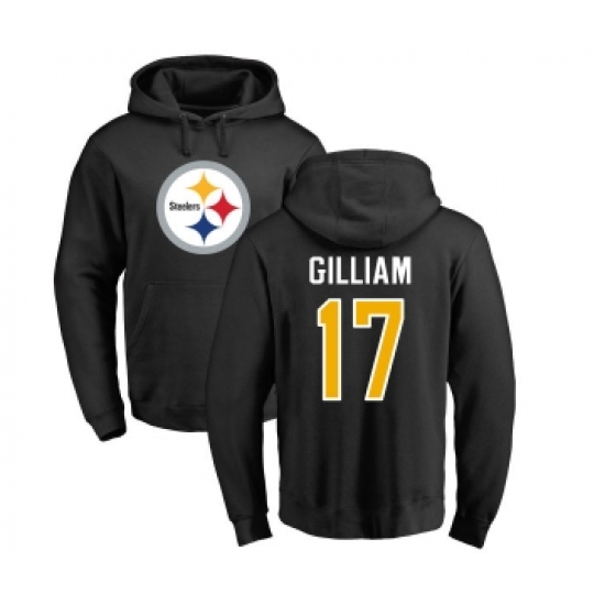 Football Pittsburgh Steelers #17 Joe Gilliam Black Name & Number Logo Pullover Hoodie