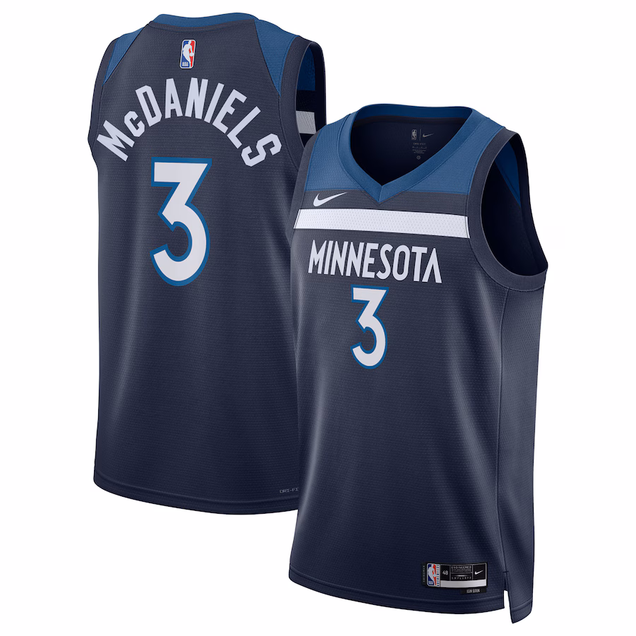 Unisex Minnesota Timberwolves Jaden McDaniels Nike Navy Swingman Jersey - Icon Edition