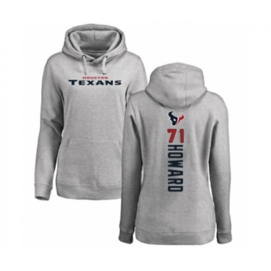 Football Women's Houston Texans #71 Tytus Howard Ash Backer Pullover Hoodie