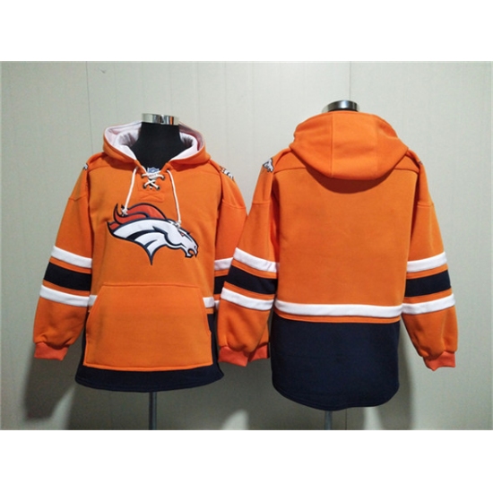 Men's Denver Broncos Blank Orange Ageless Must-Have Lace-Up Pullover Hoodie