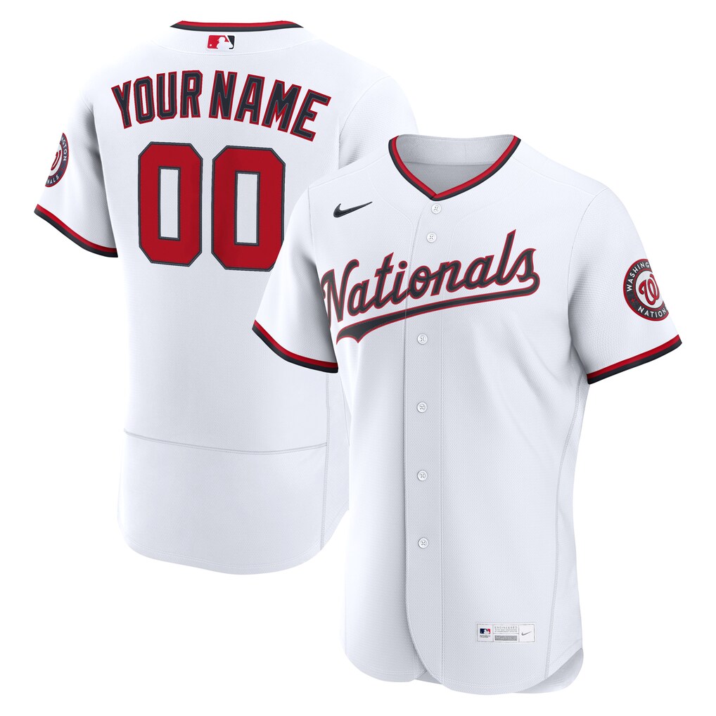 Men's Washington Nationals Nike White Home Authentic Custom Jersey