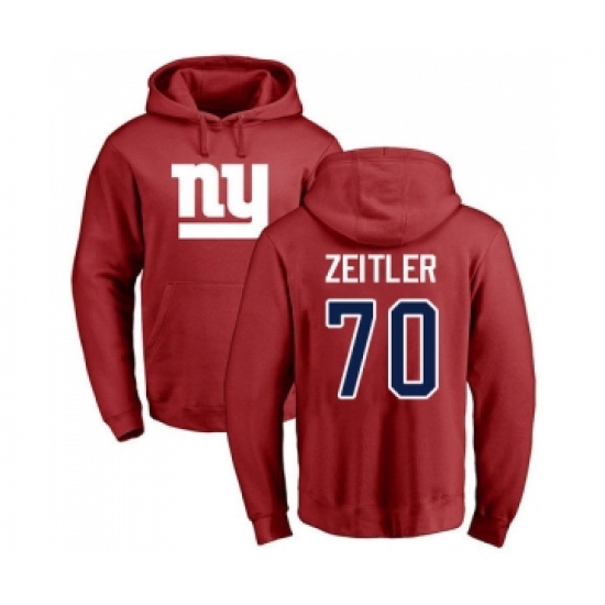 Football New York Giants #70 Kevin Zeitler Red Name & Number Logo Pullover Hoodie