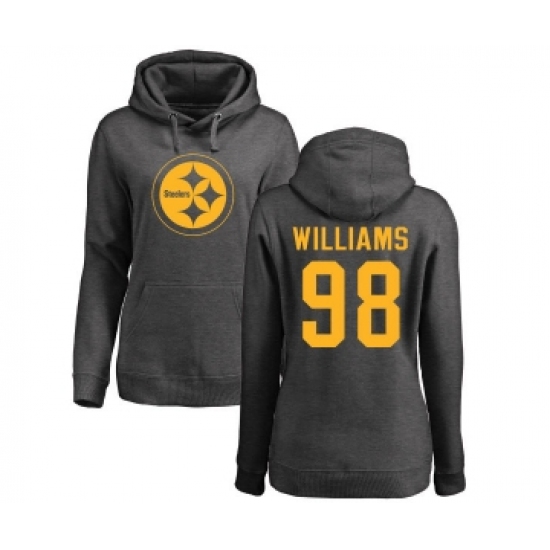 Football Women's Pittsburgh Steelers #98 Vince Williams Ash One Color Pullover Hoodie