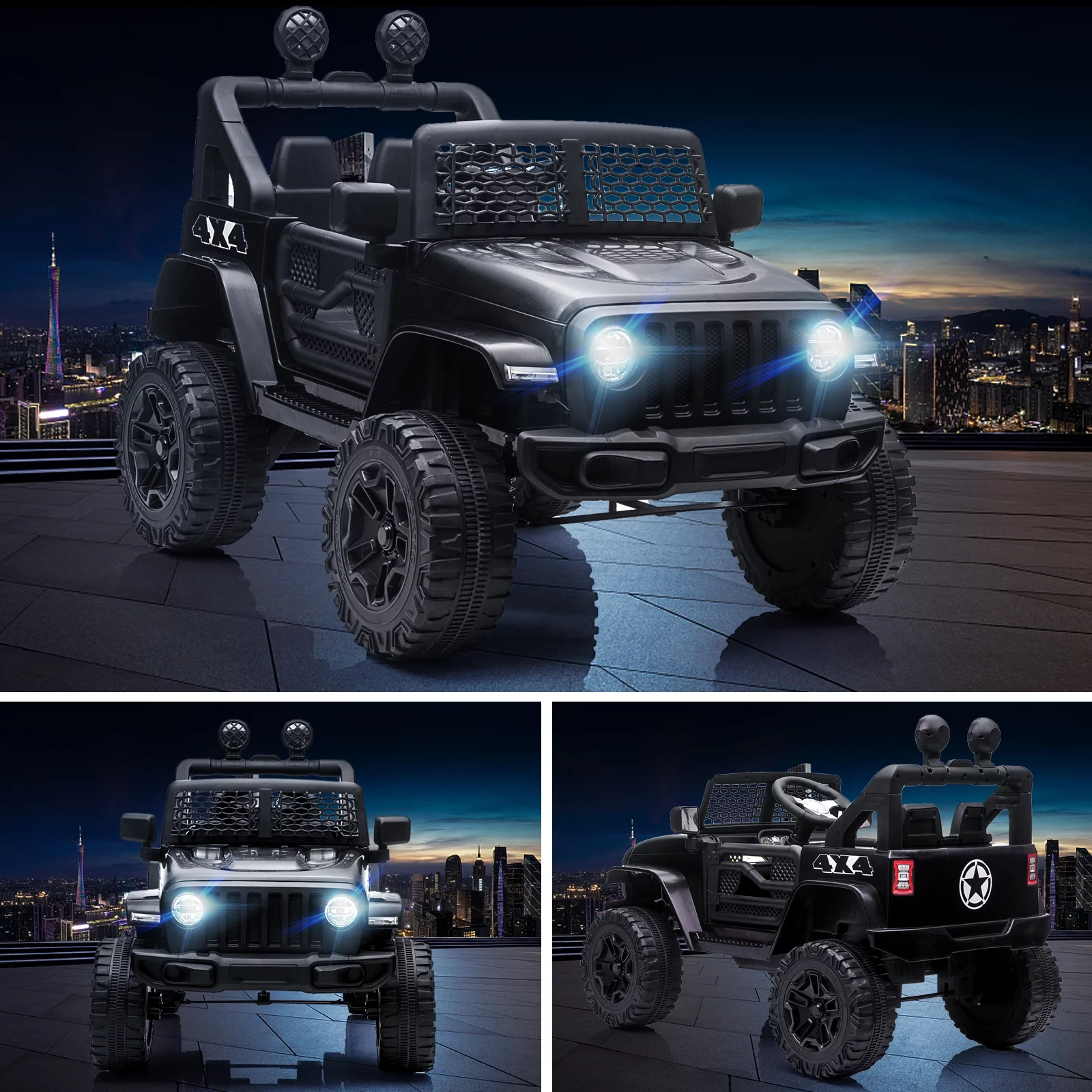 JOINATRE 12V Kids Ride On Car Truck, Battery Power Electric Car for Kids w/Parent Remote Control, 3 Speeds Ride on Toys with Suspension, LED Lights, Double Open Doors for Boys Girls Age 3-8 Yrs old - Curated Treasures Market