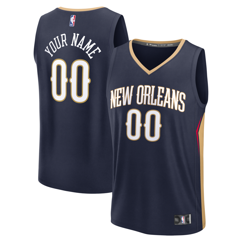 Men's New Orleans Pelicans Fanatics Navy Fast Break Custom Jersey - Icon Edition