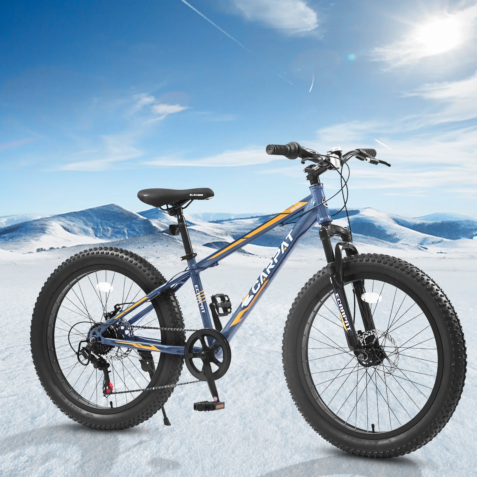 24 inch Mountain Bike with Fat Tires, Kids Bike with Disc Brakes & Suspension