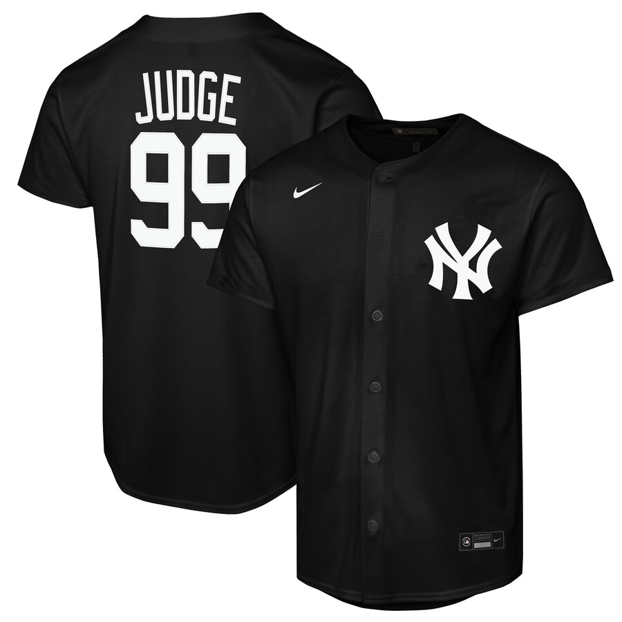 Youth New York Yankees Aaron Judge Nike Black Lights Out Replica Player Jersey