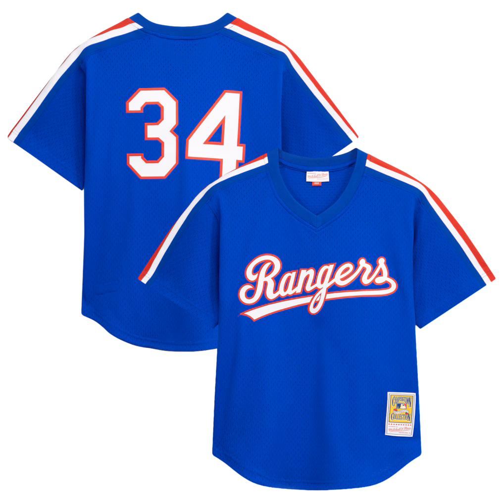 Men's Texas Rangers Nolan Ryan Mitchell & Ness Royal Big & Tall Cooperstown Mesh Batting Practice Jersey
