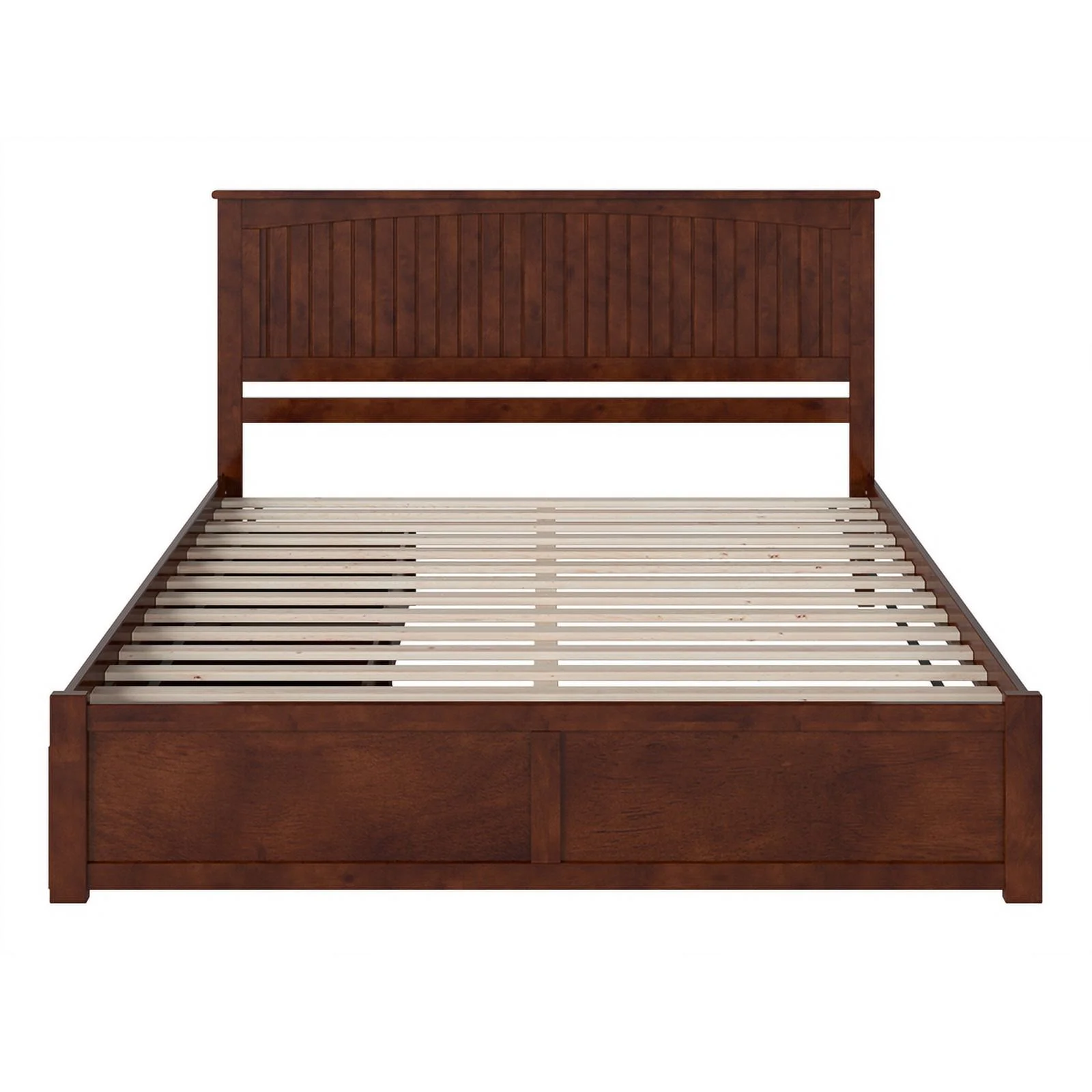 Nantucket King Wood Platform Bed with Footboard and Storage Drawers in Walnut