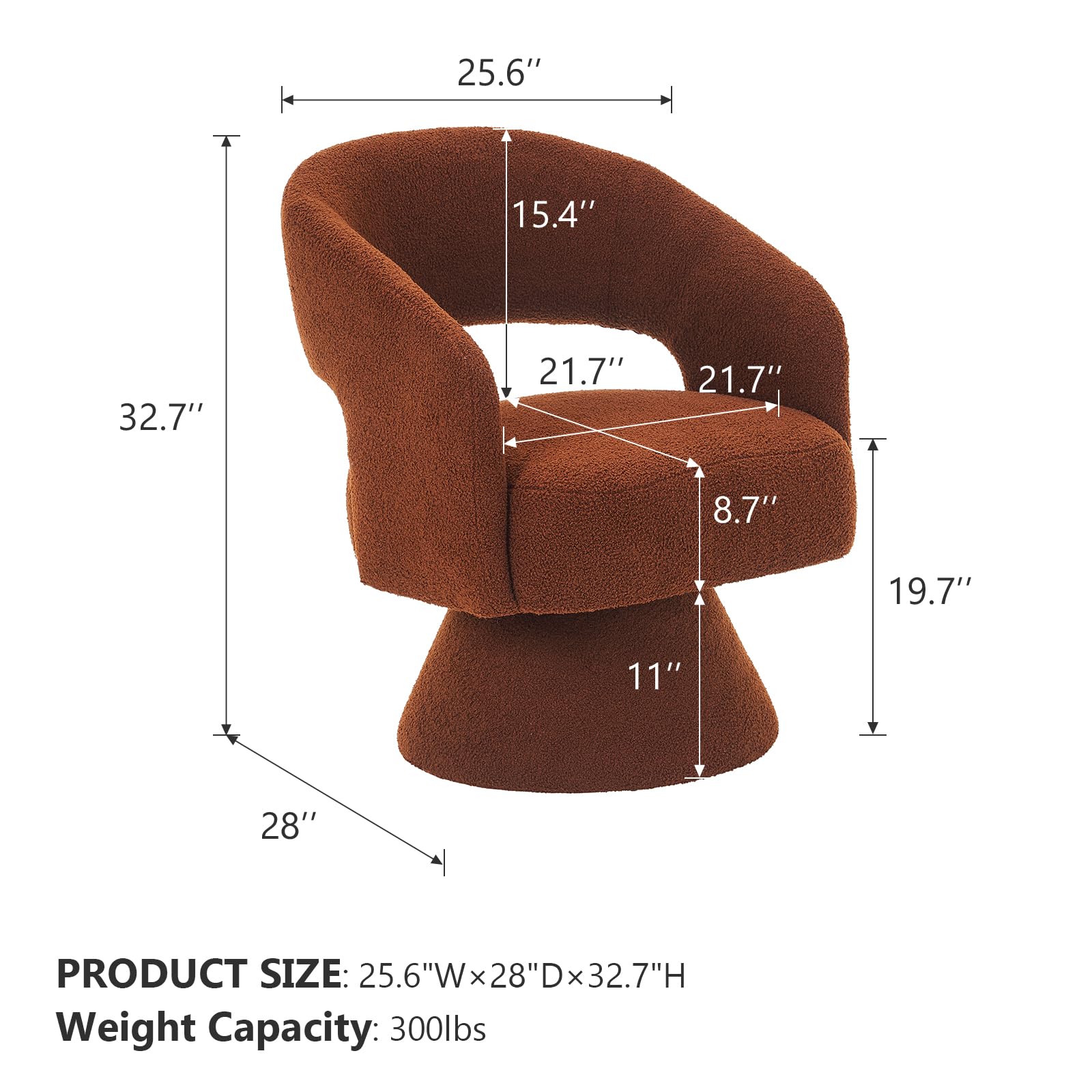 Domiluxe Swivel Barrel Chair,Modern Velvet Accent Chair with Comfy Armrests,Upholstered Round Armchiars for Living Room,Bedroom,Office,Brown - Curated Treasures Market