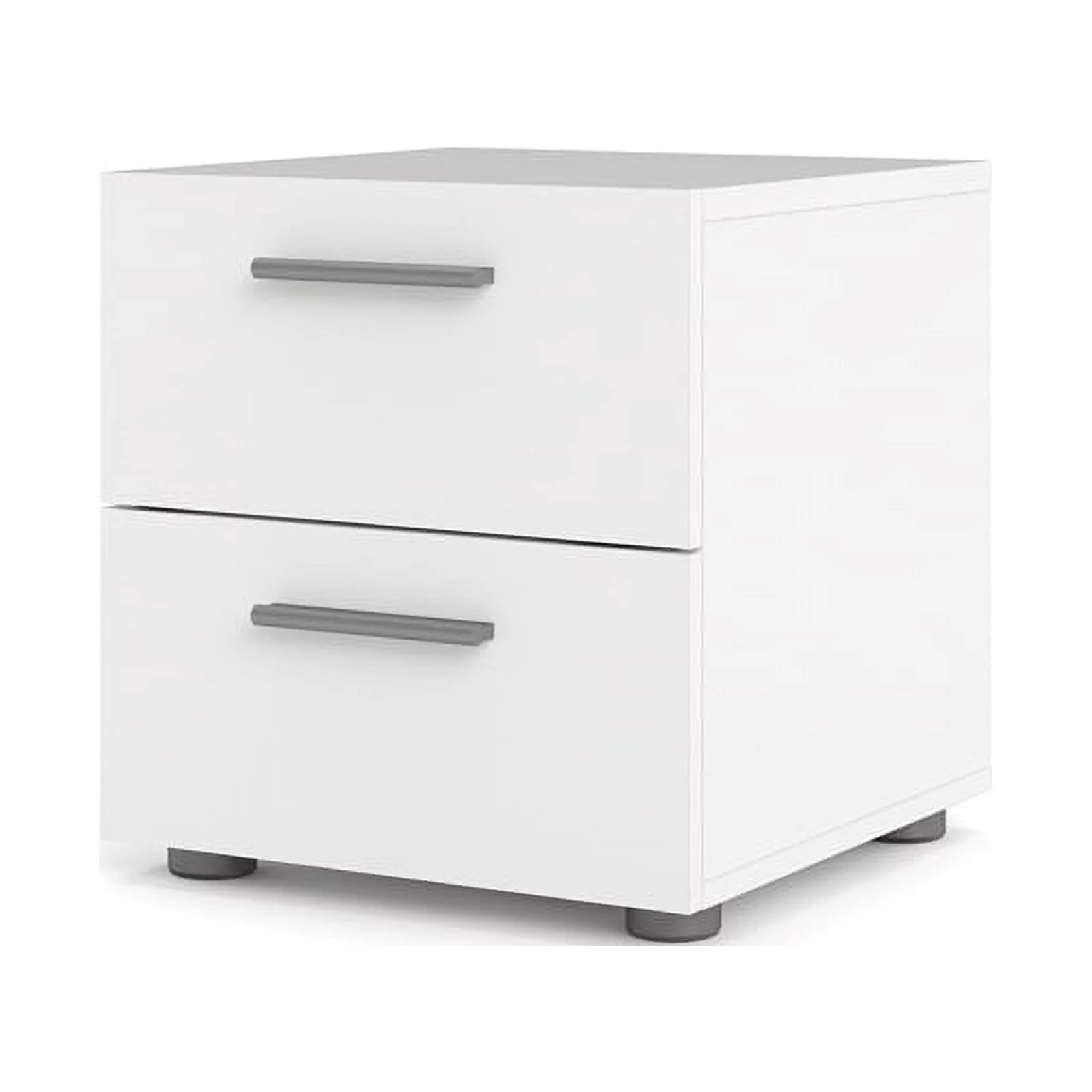 Home Square Scandinavian Look 2 Piece Bedroom Set 8 Drawer Double Dresser and Nightstand in White