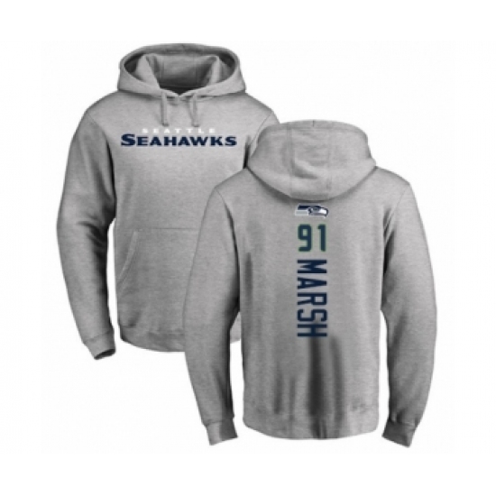 Football Seattle Seahawks #91 Cassius Marsh Ash Backer Pullover Hoodie