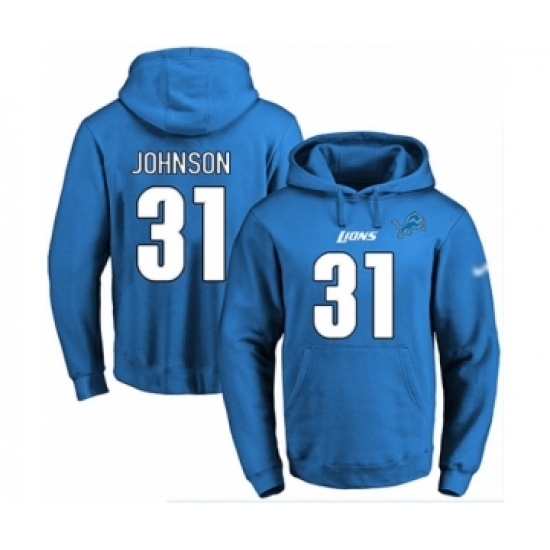 Football Men's Detroit Lions #31 Ty Johnson Blue Name & Number Pullover Hoodie