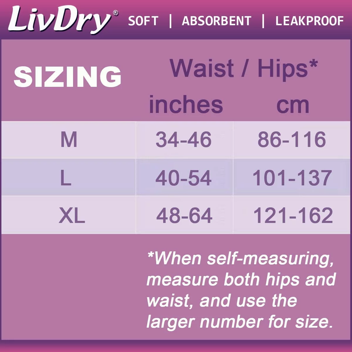 LivDry Womens Adult Incontinence Underwear, Purple Flowers, Super Comfort Absorbency (Medium, 16-Pack) - Curated Treasures Market