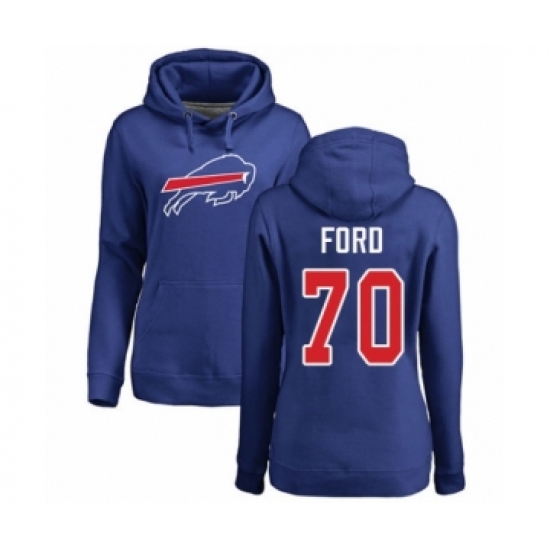 Football Women's Buffalo Bills #70 Cody Ford Royal Blue Name & Number Logo Pullover Hoodie