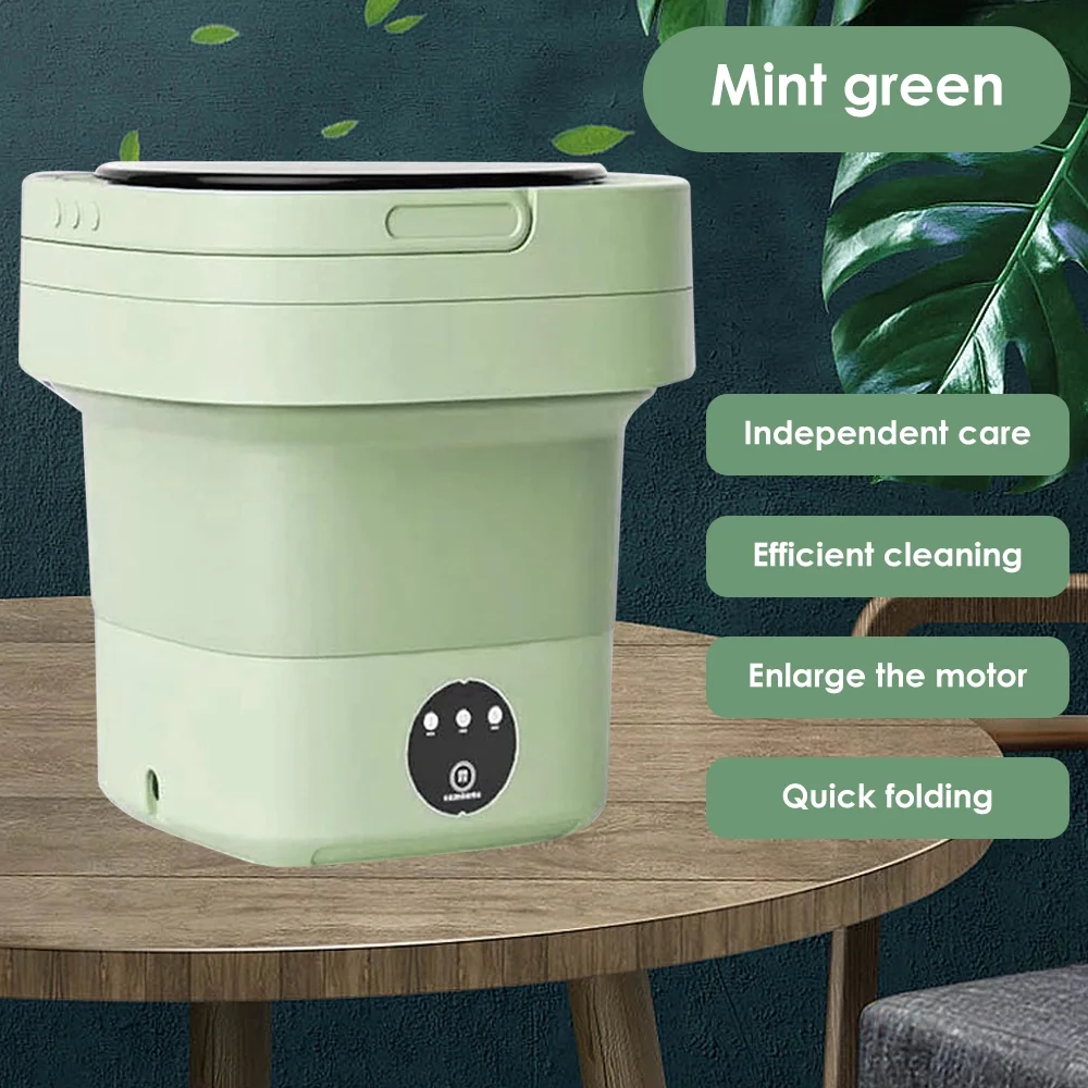 Portable Washing Machine, Foldable Mini Washer and Spin Dryer Small Washing Machine with 3 Modes 8L for Travel, RV, Camping, Home or Apartments-Green