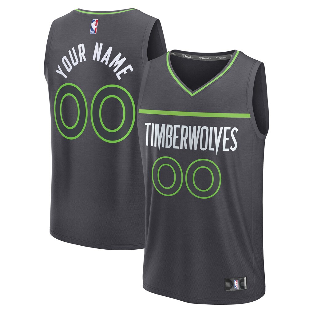 Men's Minnesota Timberwolves Fanatics Anthracite Fast Break Custom Jersey - Icon Edition