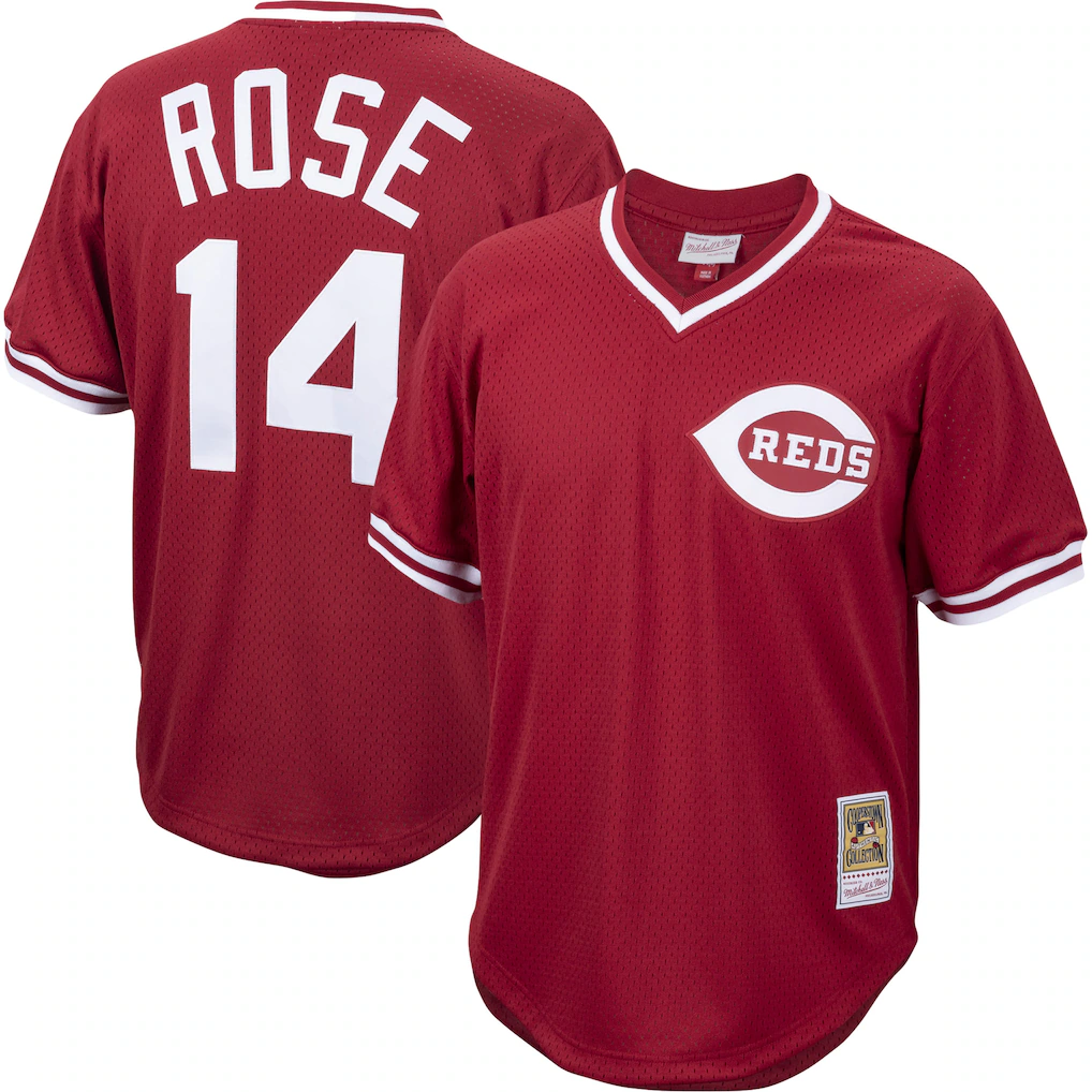 Men's Cincinnati Reds Pete Rose Mitchell & Ness Red Authentic Batting Practice Jersey