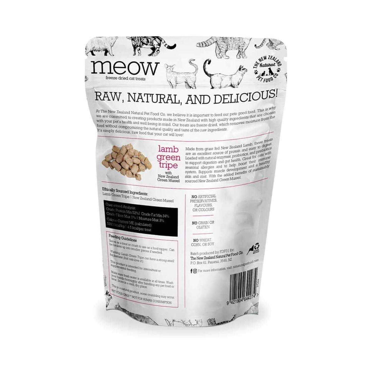 The New Zealand Natural Pet Food Co. Meow Lamb Green Tripe Freeze Dried Cat Treat