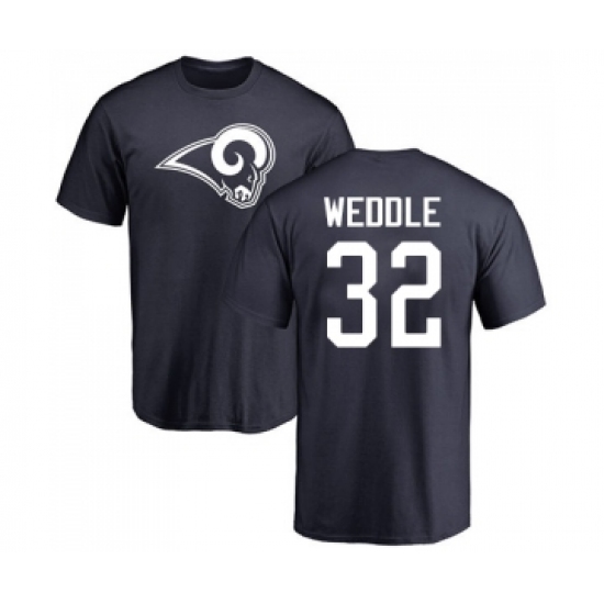Football Los Angeles Rams #32 Eric Weddle Navy Blue Name & Number Logo T-Shirt