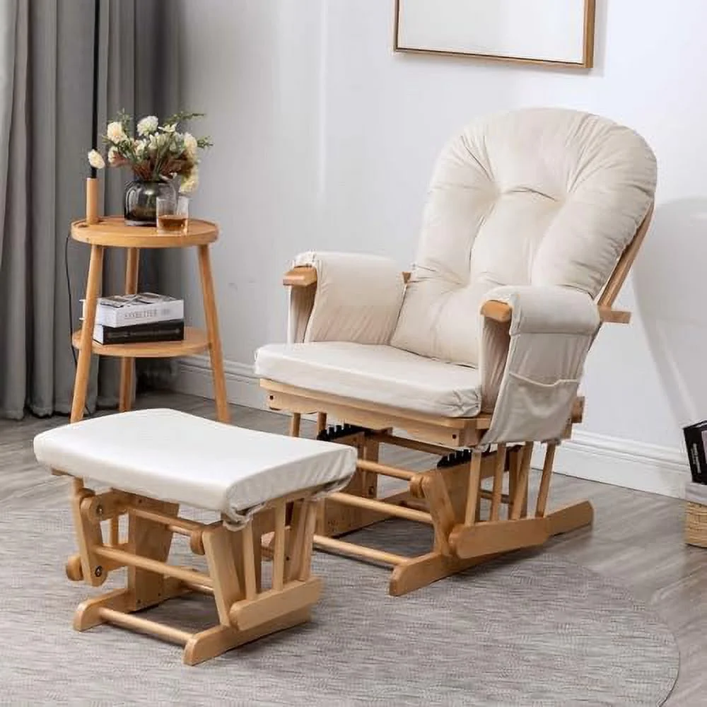 ZWNLKQG Glider Rocker Replacement Cushions with  Pocket  5PCS  Soft Velvet Thickened  Washable Nonslip  Universal for Use in Glider Rocking Chair  Light Grey - Curated Treasures Market