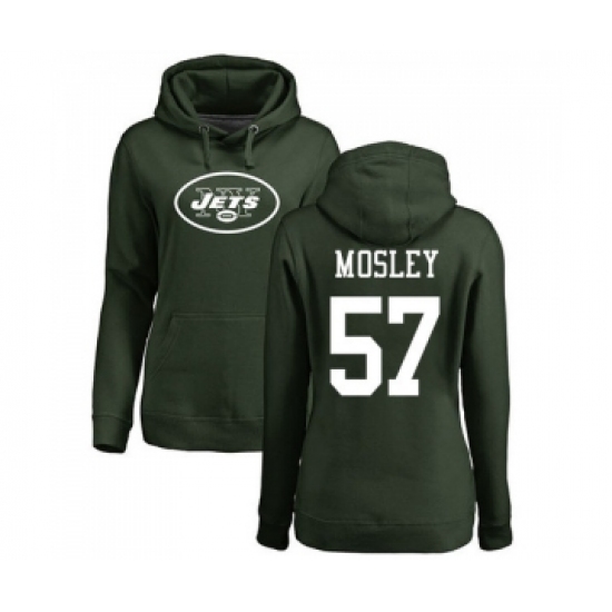 Football Women's New York Jets #57 C.J. Mosley Green Name & Number Logo Pullover Hoodie