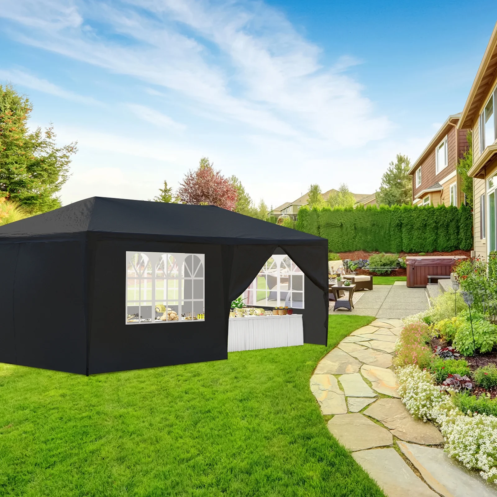 SalonMore 10x20ft Party Tent Outdoor Gazebo Wedding Canopy 4 Sidewalls White