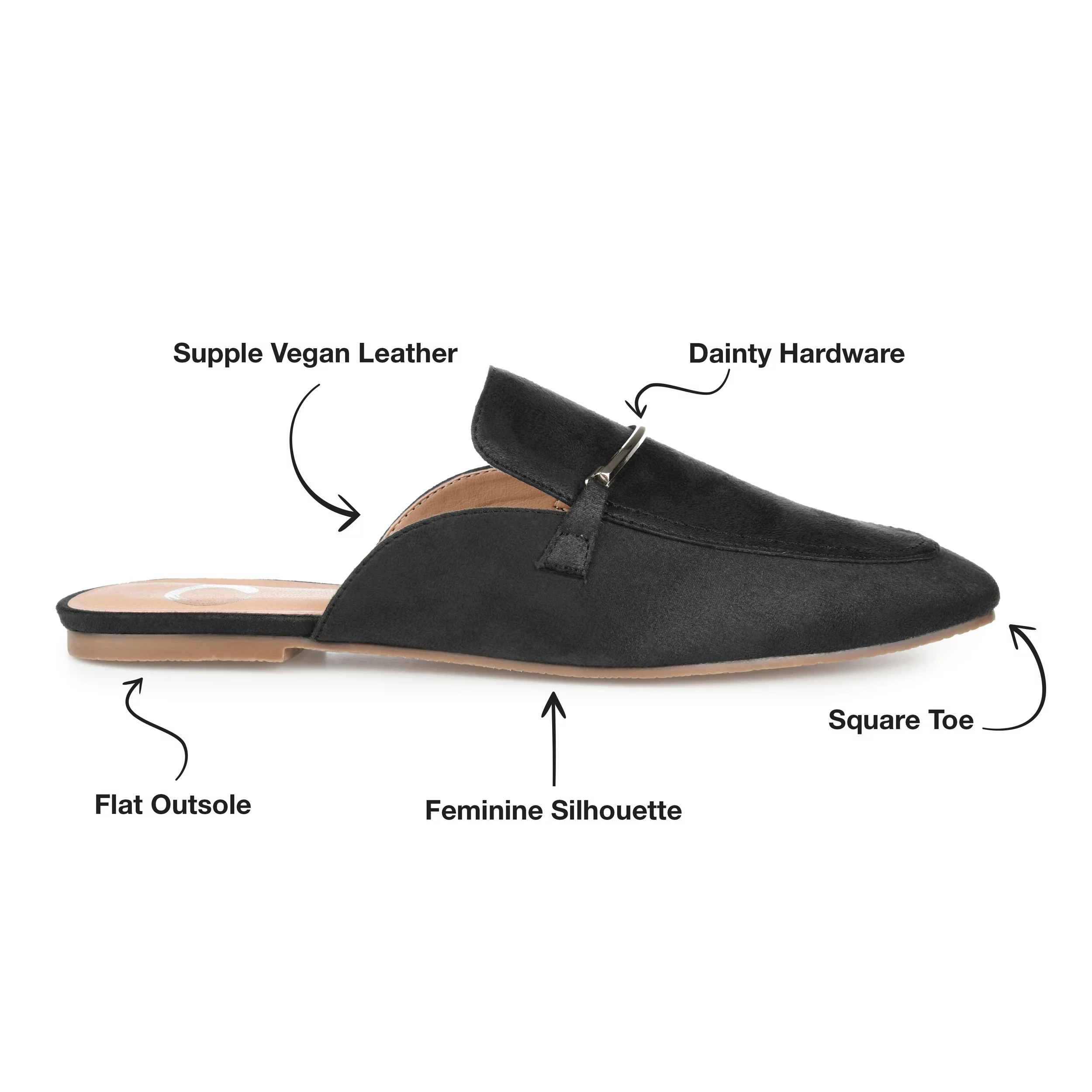 Journee Collection Womens Ameena Slip On Square Toe Mules Flats - Curated Treasures Market