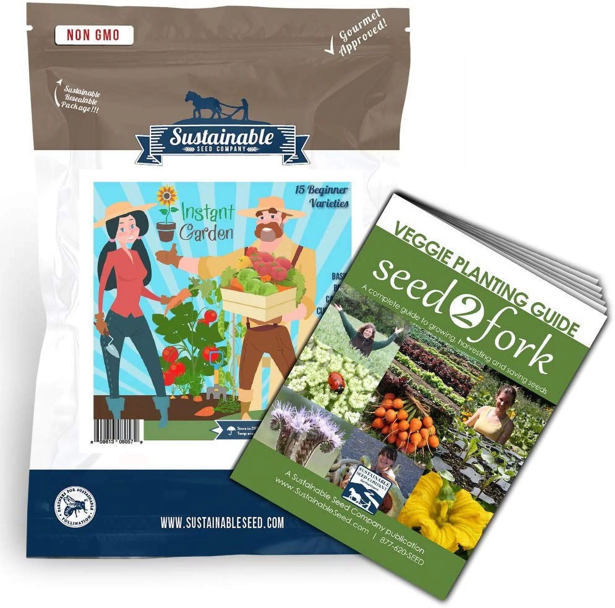 Sustainable Seed Instant Garden, Heirloom Vegetable, and Herb Seed Collection - 15 Varieties Non-GMO Heirloom Garden Vegetable Seeds (w/ Coco Coir Pellets) - Curated Treasures Market