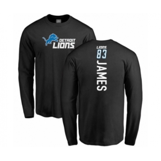 Football Detroit Lions #83 Jesse James Black Backer Long Sleeve T-Shirt