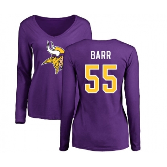 Football Women's Minnesota Vikings #55 Anthony Barr Purple Name & Number Logo Slim Fit Long Sleeve T-Shirt