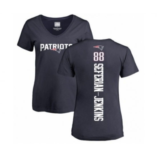Football Women's New England Patriots #88 Austin Seferian-Jenkins Navy Blue Backer T-Shirt
