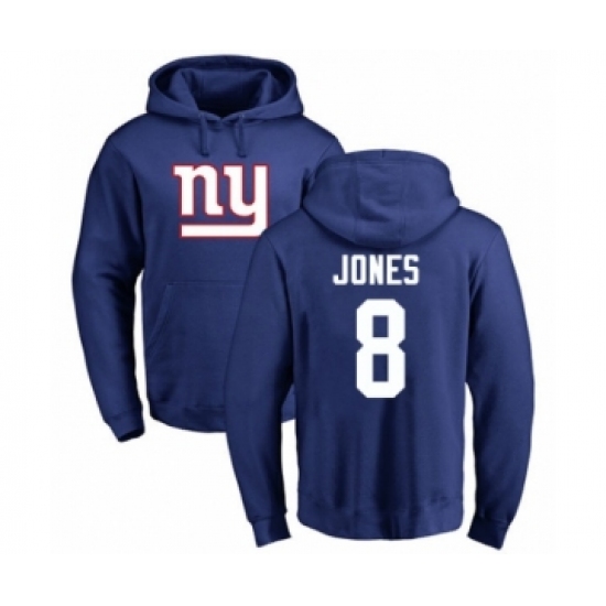 Football New York Giants #8 Daniel Jones Royal Blue Name & Number Logo Pullover Hoodie