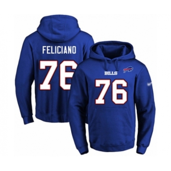 Football Men's Buffalo Bills #76 Jon Feliciano Royal Blue Name & Number Pullover Hoodie