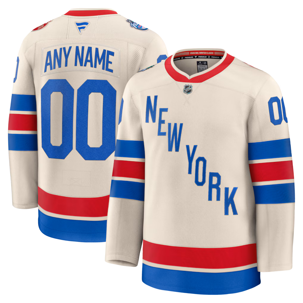 Men's New York Rangers Fanatics Beige 2026 NHL Winter Classic Premium Custom Jersey