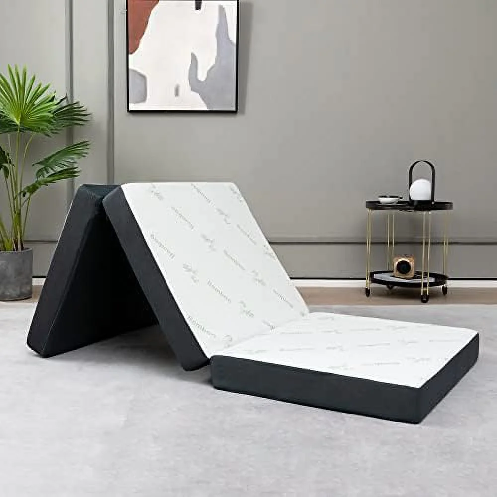 GVJMTKP Folding Mattress  4 Inch Gel-Infused Tri-fold Mattress with  Cover & Carry Bag  CertiPUR- Certified  Foldable Cooling Mattress Topper for Guest Room Dorm RV Camp Floor  Twin X - Curated Treasures Market