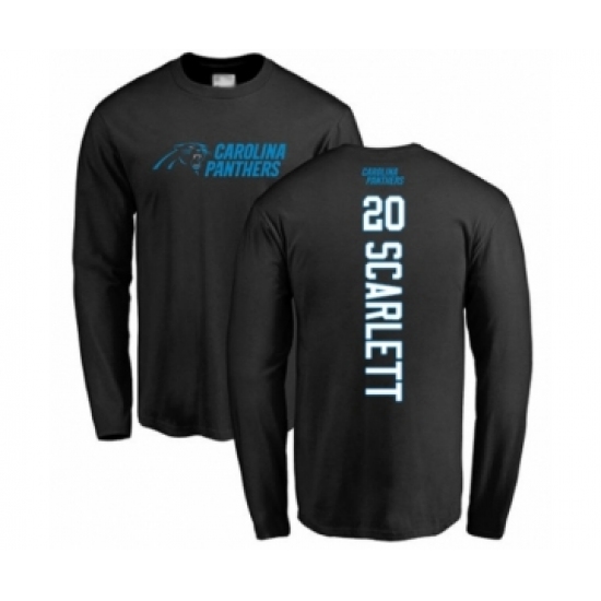 Football Carolina Panthers #20 Jordan Scarlett Black Backer Long Sleeve T-Shirt