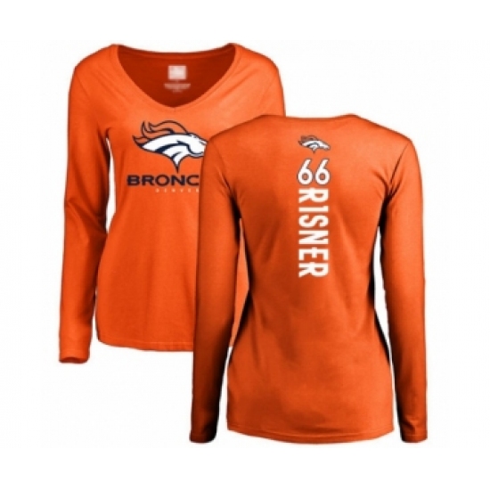 Football Women's Denver Broncos #66 Dalton Risner Orange Backer Long Sleeve T-Shirt
