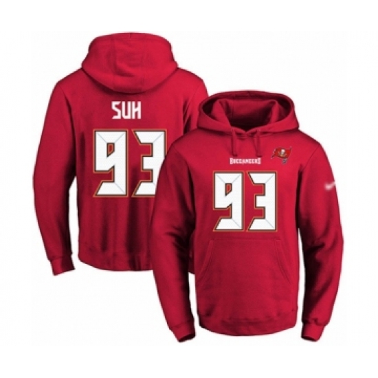 Football Men's Tampa Bay Buccaneers #93 Ndamukong Suh Red Name & Number Pullover Hoodie