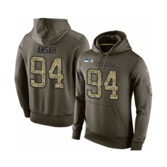 Football Men's Seattle Seahawks #94 Ezekiel Ansah Green Salute To Service Pullover Hoodie