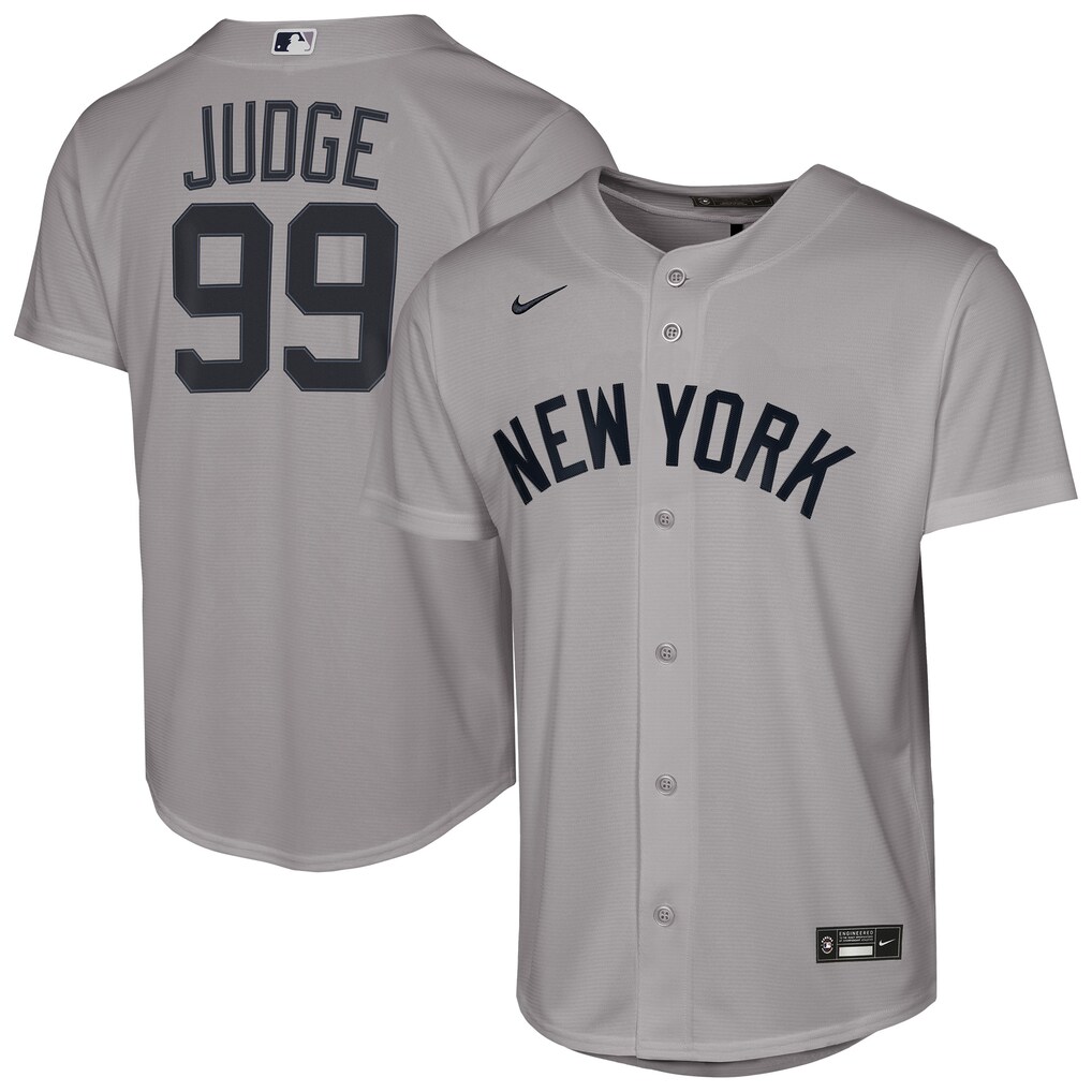 Youth New York Yankees Aaron Judge Nike Gray Road Replica Jersey